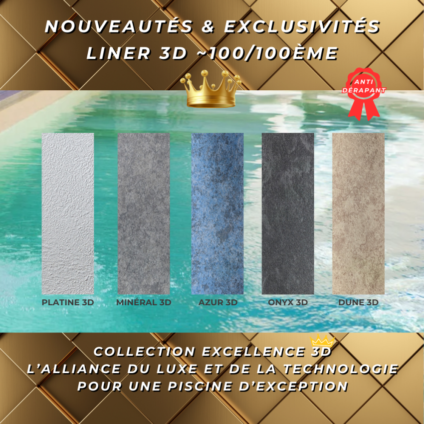 Piscine bois Allongée UBBINK AQUABELLE PREMIUM 750x400x130cm Liner Relief 3D