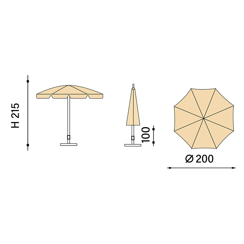 Parasol Ecru NOVARA 100/8cm ∅200cm