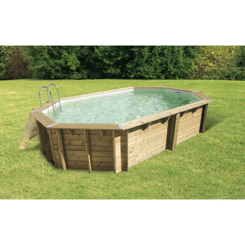 Piscine bois Allongée UBBINK OCEA 610x400x130cm Liner Sable