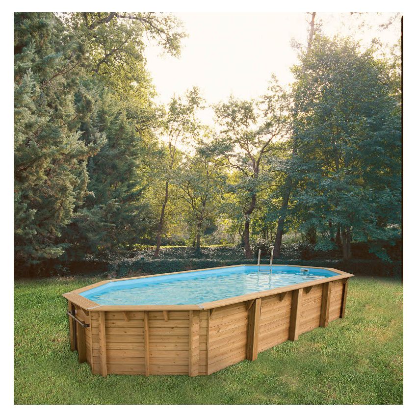 Piscine bois Allongée UBBINK OCEA 860x470x130cm Liner Sable