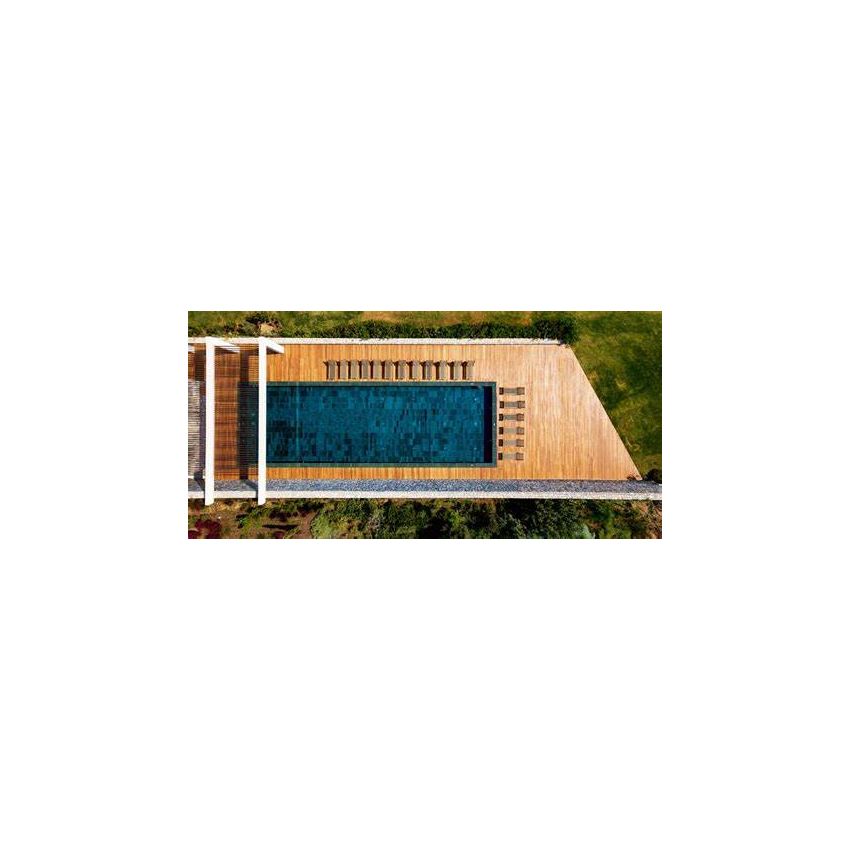 Piscine Bois Supreme Rectangulaire avec Plage Immergée + Escalier 1220x520x145cm Pierre de Bali