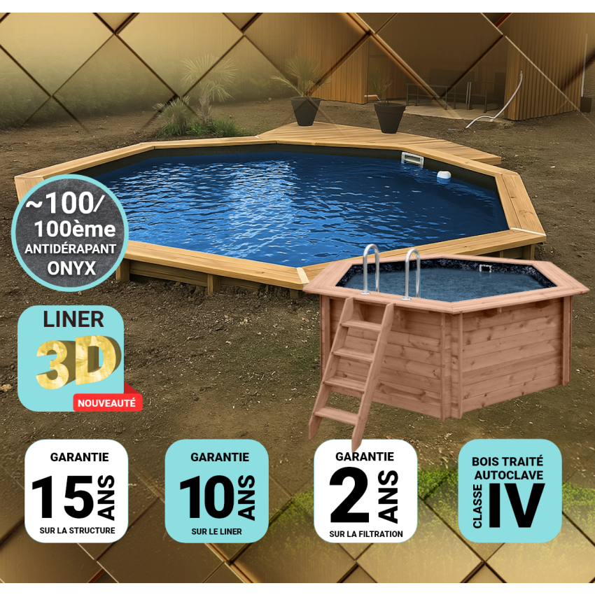 Piscine bois UBBINK OCEA PREMIUM 510x120cm Liner Relief 3D