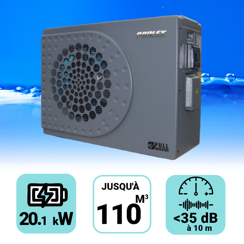 Pompe à chaleur Poolex Jetline 20 kW pour piscine de 80-110m3