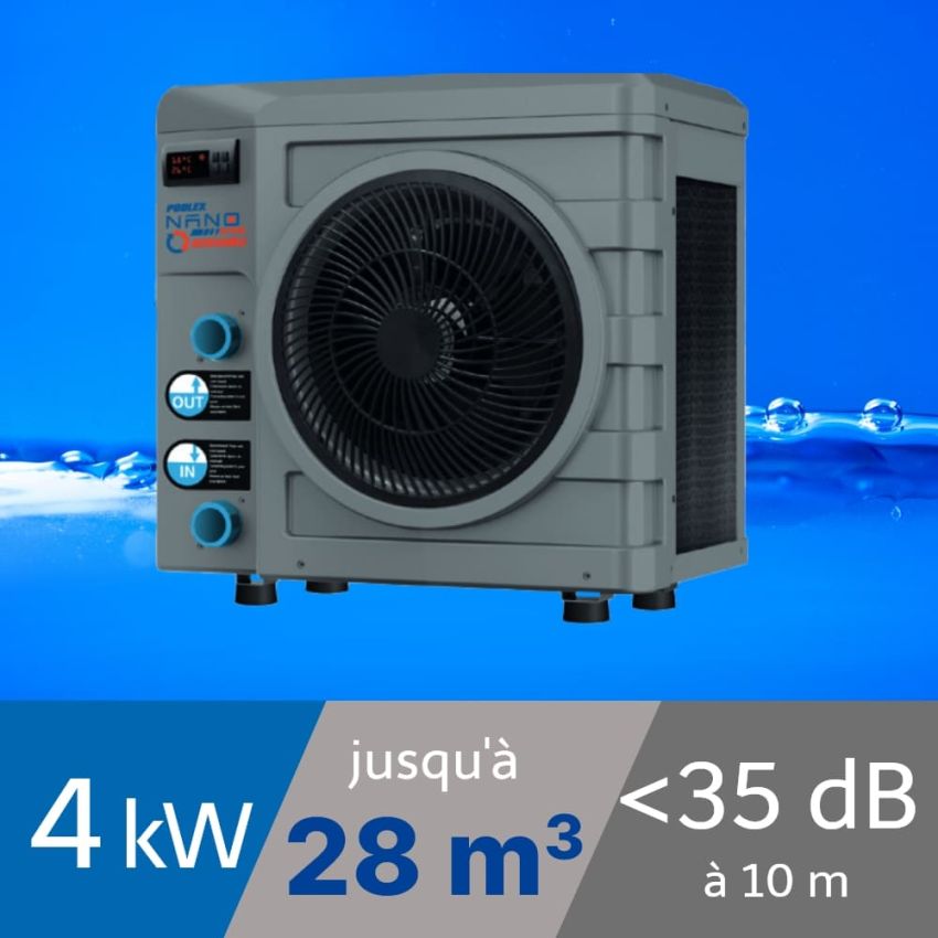 Pompe à chaleur Poolex Nano Action Reversible 4 kW pour piscine de 15-28m3