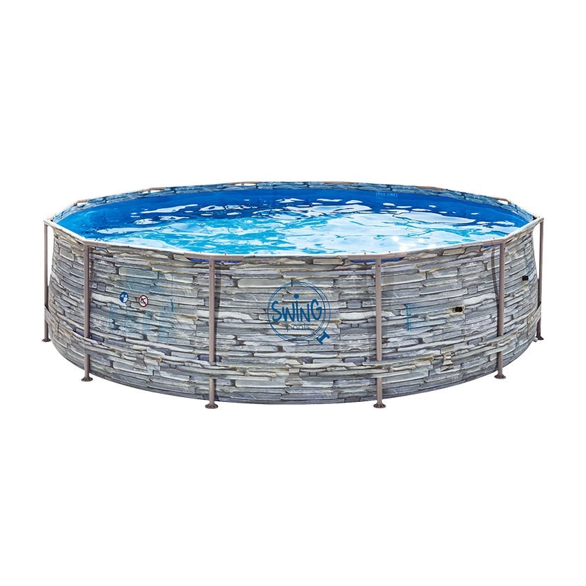 Piscine Tubulaire Ronde aspect Pierre ⌀366x91cm