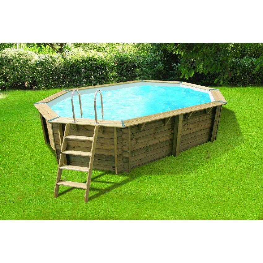 Piscine bois Allongée UBBINK AZURA 550x355x120cm Liner Sable 