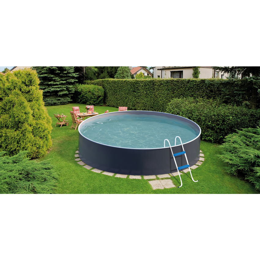 Piscine Acier Azuro ⌀500x120cm Gris/Blanc