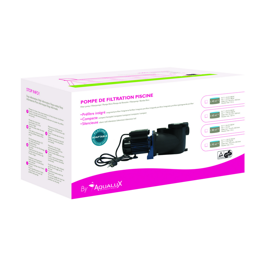 Pompe de Filtration avec Timer AQUALUX 6-8m3/h pour piscine