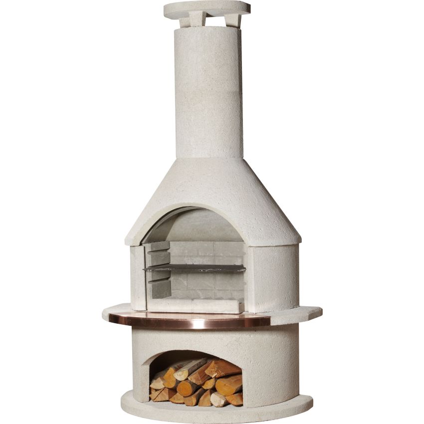 Barbecue RONDO en Béton Blanc 115x70x208cm