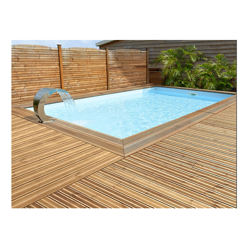 Piscine bois MAEVA Rectangulaire avec Escalier droit 550x350x150cm