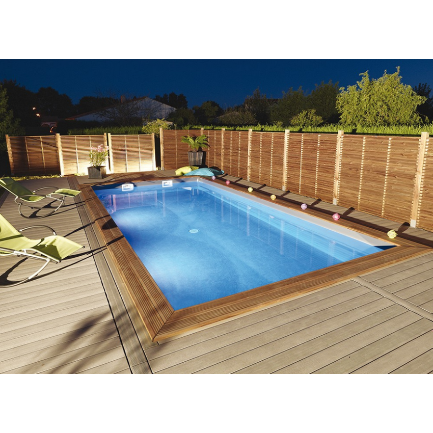 Piscine bois MAEVA Rectangulaire avec Escalier droit 700x400x150cm