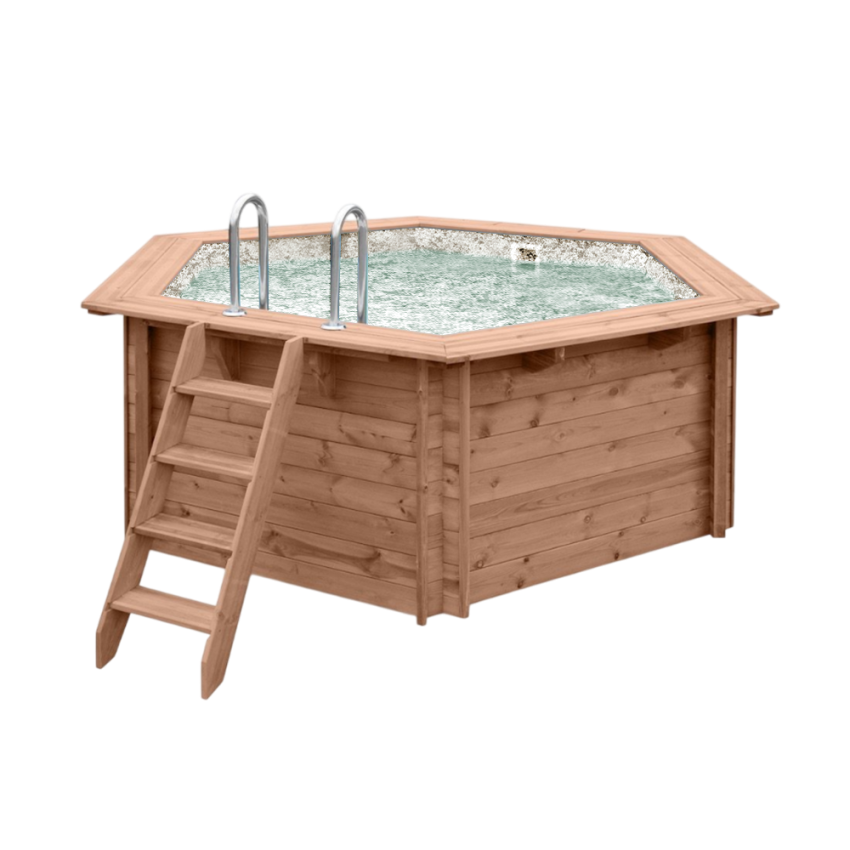 Piscine Bois Spark PRESTIGE Ronde Hexagonale SPARK ⌀ 395x115cm Liner Relief 3D
