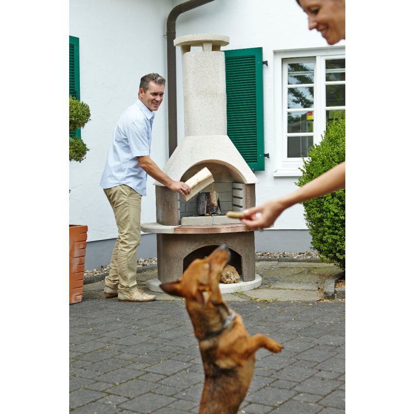 Barbecue SANREMO en Béton Blanc et Marron 110x65x206cm