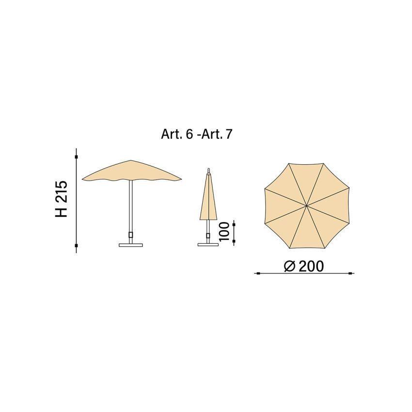 Parasol KENYA Rafia 200/8 cm