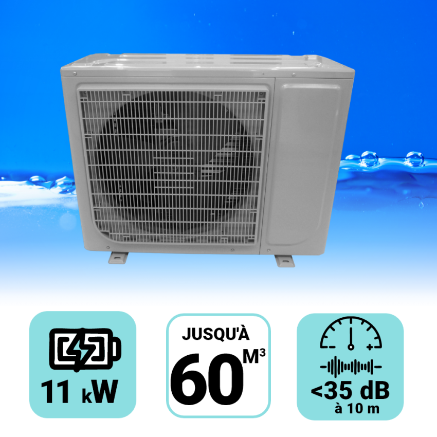 Pompe à chaleur EcoPac 11 kW pour piscine de 50-60m3 + bâche de protection