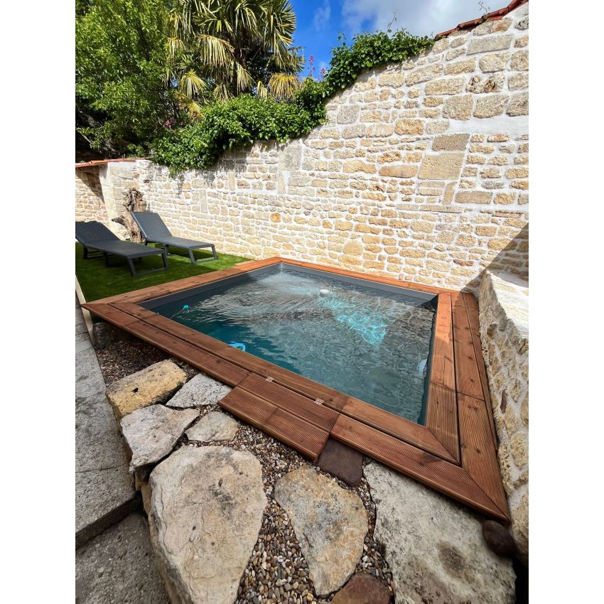 Piscine Bois Tropicana Carrée avec Escalier d'angle 320x320x145cm
