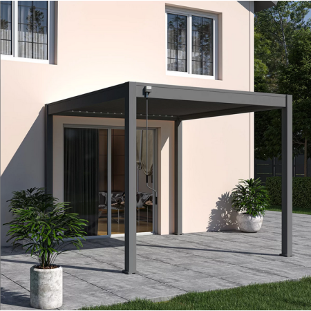 Pergola Bioclimatique autoportante OMBREA 3x4m Noir charbon/Blanc