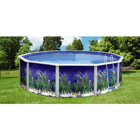 Piscine Ronde OCEANO Acier Decoration Aquatique 350 x 120 cm 