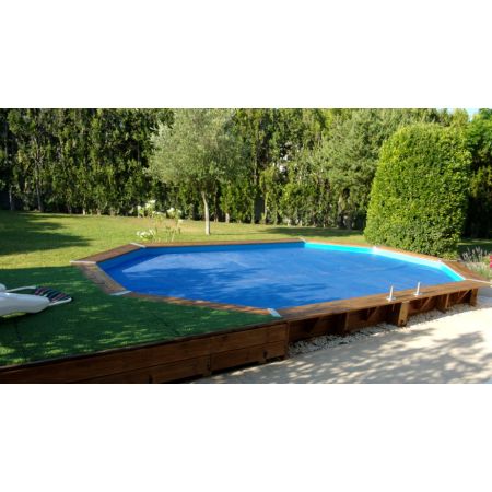 Piscine bois Allongée UBBINK AZURA 550x355x120cm Liner Bleu 