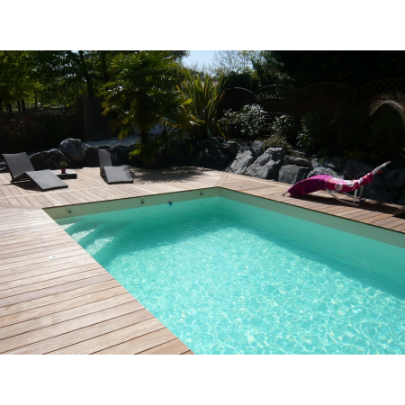 Piscine Bois Lenny Rectangulaire avec Escalier d'angle 720x400x145 cm