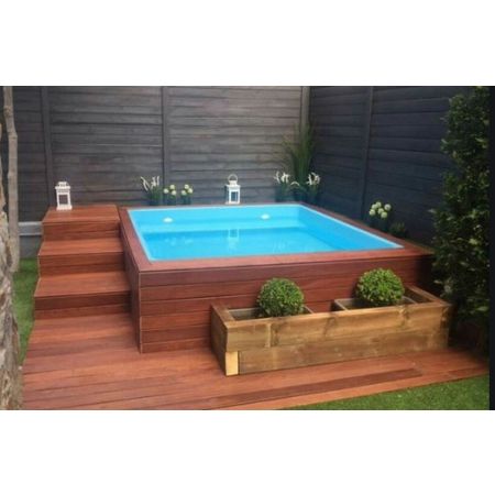 Piscine Bois Capri Carrée avec Échelle inox 420x420x145 cm