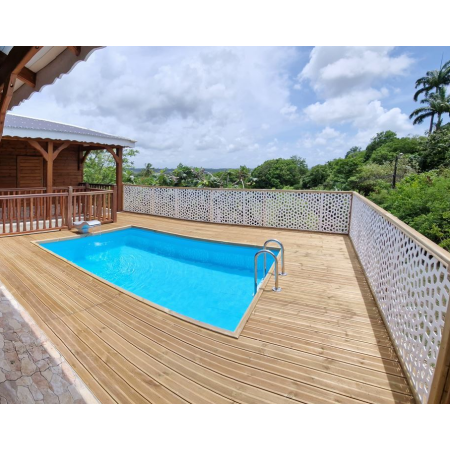 Piscine Bois LUNA Rectangulaire avec Escalier D'angle 350x270x70cm