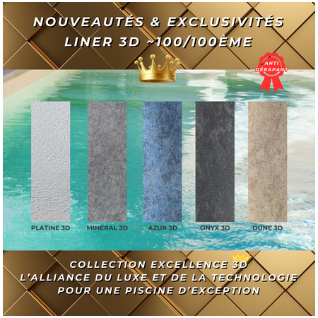 Liner 3D pour piscine rectangulaire SPARK 620x420x130cm avec Escaliers + Plage