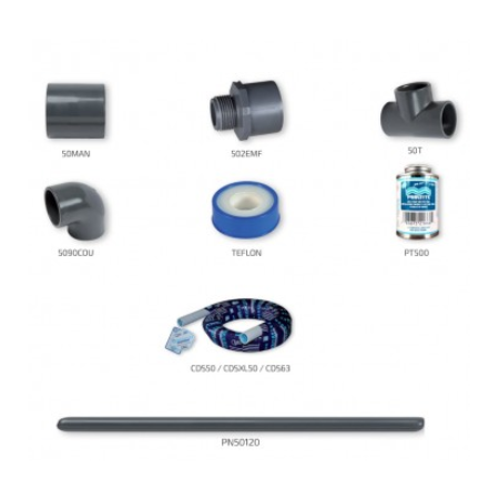 Kit plomberie pour raccordement local technique piscine de 50m² 
