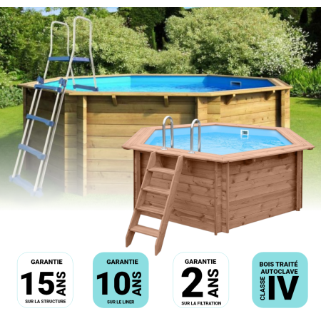 Piscine bois Hexagonale 395x117 cm