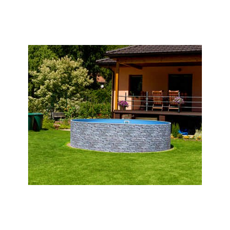 Piscine Acier Ronde Azuro Hors Sol Aspect Pierre D400xH120cm