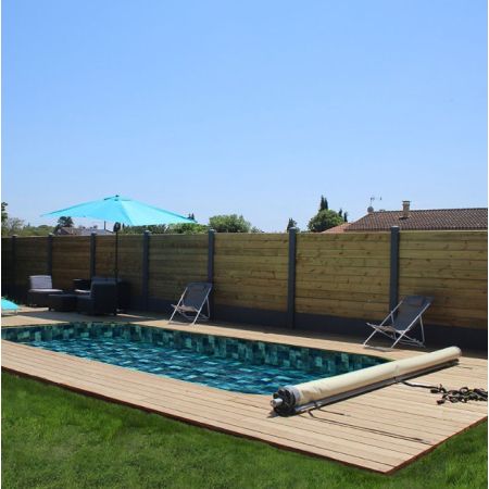 Piscine bois Luxe Rectangulaire 420x320x131cm Pierre de Bali