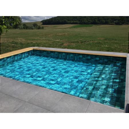 Piscine Bois Luxe Rectangulaire avec Escalier 420x320x131cm Pierre de Bali