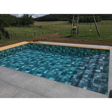 Piscine Bois Rectangulaire Luxe avec Escalier Droit 620x420x145cm Pierre de Bali