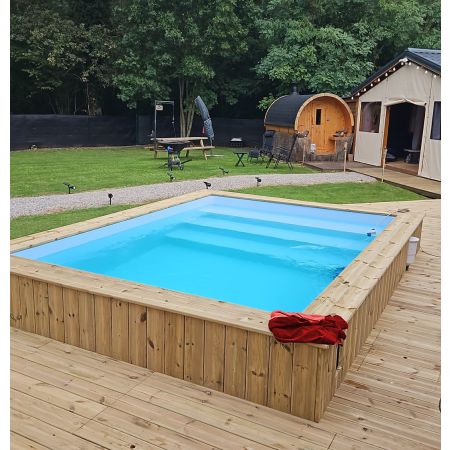 Piscine Bois Luxe Rectangulaire avec Escalier 420x320x131 cm