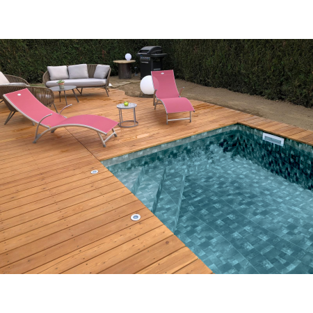 Piscine Bois Luna Rectangulaire avec Escalier D'angle 350x270x70cm Pierre de Bali