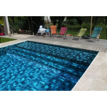 Piscine Bois Luxe Rectangulaire avec Plage immergée + escalier 420x320x131cm Pierre de Bali