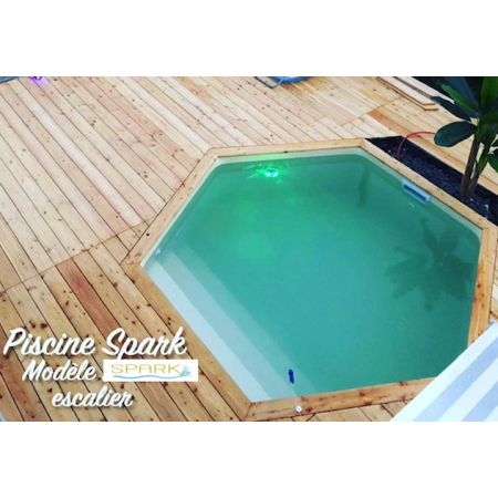 Piscine Bois Spark Ronde Hexagonale avec Escalier ⌀400x115cm