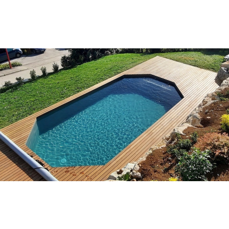 Piscine Bois Super Lucci Octogonale Allongée avec Escalier 807x457x131cm