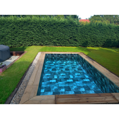 Piscine Bois Luxe Rectangulaire avec Escalier 470x270x145 cm Pierre de Bali