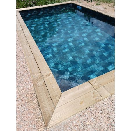 Piscine Bois Luxe Rectangulaire avec Escalier d'Angle 520x320x131cm Pierre de Bali