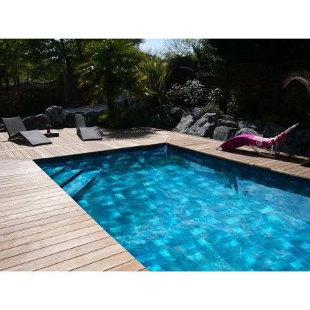 Piscine Bois Diana Rectangulaire avec Escalier d'Angle 820x420x145cm Pierre de Bali