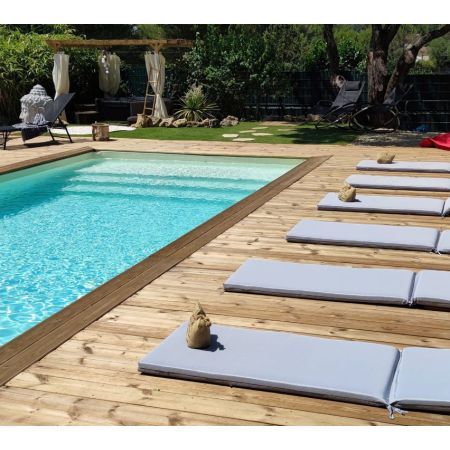 Piscine Bois Lenny Rectangulaire Avec Plage Immergée  + Escalier 720x400x145 cm