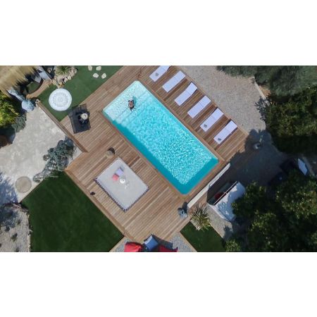 Piscine Bois Rebecca Rectangulaire avec Plage Immergée + Escalier 920x420x145 cm