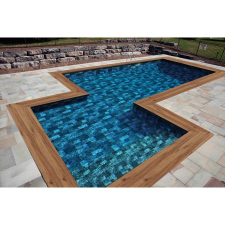 Piscine Bois Super Max Rectangulaire avec Escalier + Plage 2000x820x145 cm Pierre de Bali