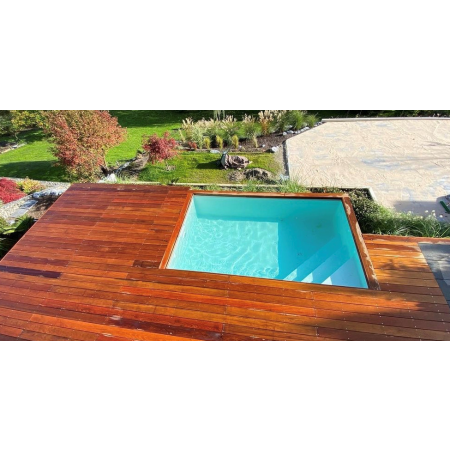 Piscine Bois Sunny carrée avec Escalier d'angle 320x320x131 cm