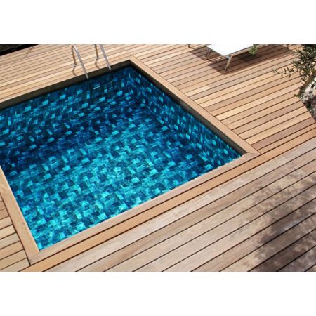 Piscine Bois carrée Tropicana 320x320x145 cm Pierre de Bali