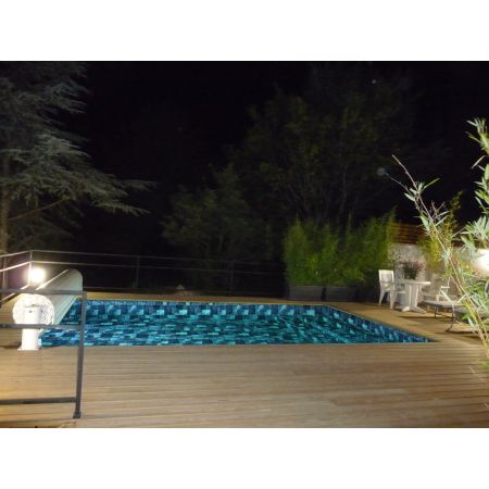 Piscine Bois Luna Rectangulaire avec Escalier 350x270x70cm Pierre de Bali