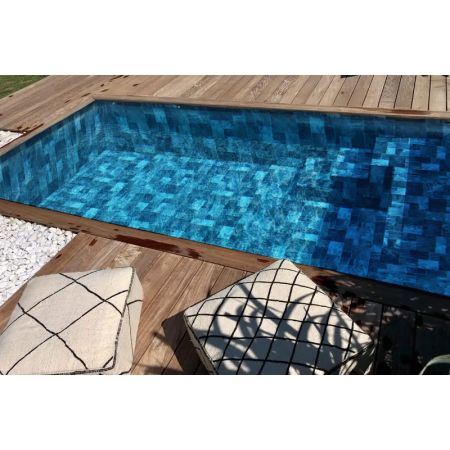 Piscine Bois Rectangulaire Luxe avec Banc et Petit escalier 620x420x145cm Pierre de Bali