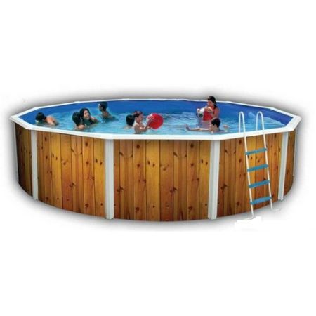 Piscine Ronde VETA Acier Decoration Bois 350 x 120 cm