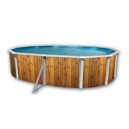 Piscine Allongee VETA Acier Decoration Bois 550 x 366 x 120 cm 